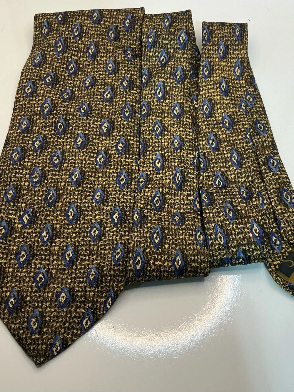 Robert Talbott Studio Brown Tie with Blue Diamond Motif